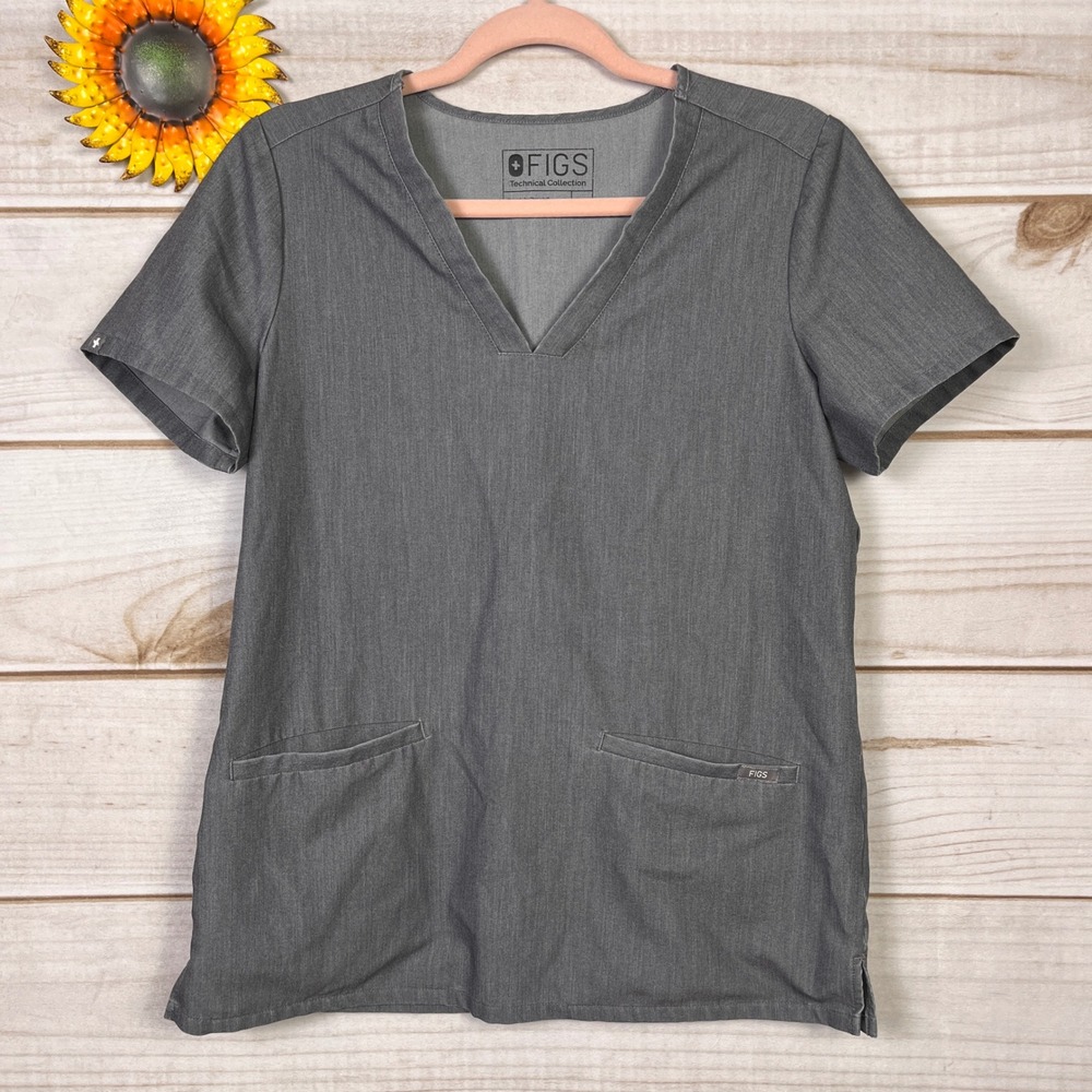 FIGS Casma Scrub Top Charcoal Gray Technical Collection FW1100 Womens Small